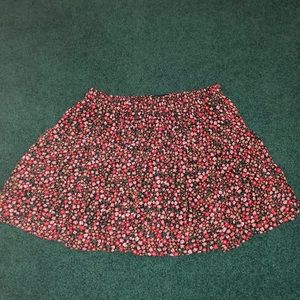 Red and Black Floral Skirt